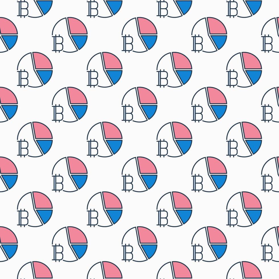 Pie Chart with Bitcoin sign Crypto colored seamless pattern vector