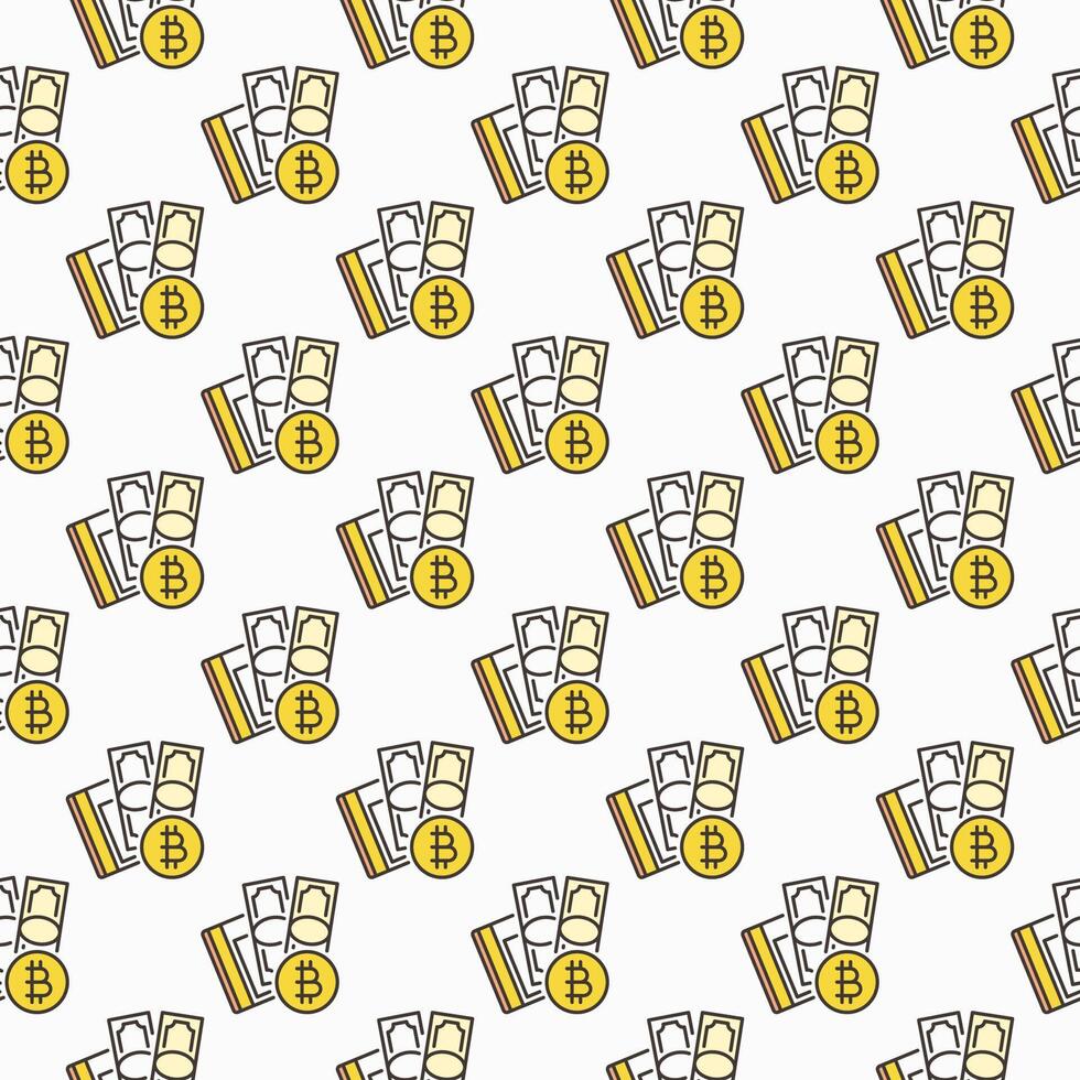 Bitcoin with Cash Cryptocurrency colored seamless pattern vector