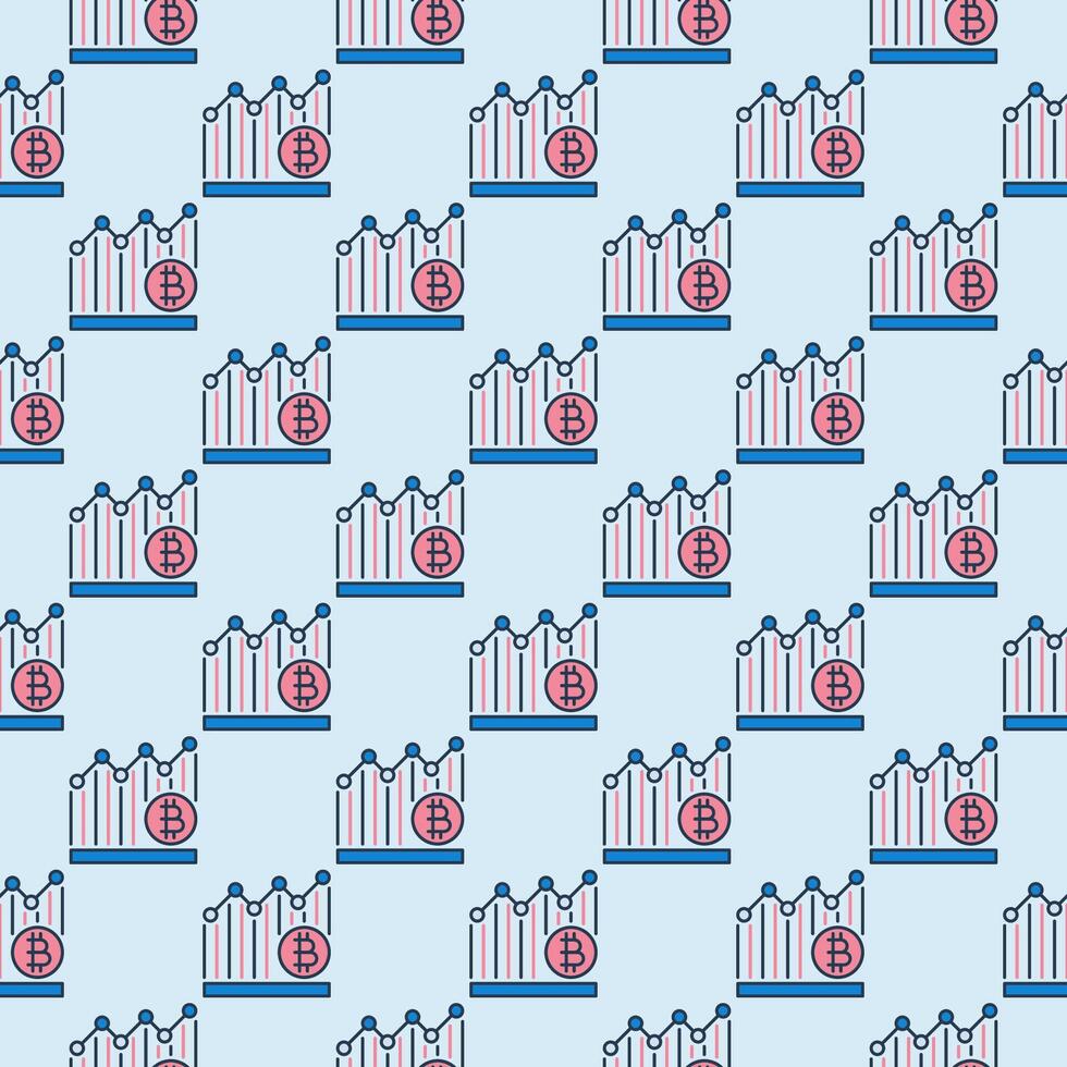 Bitcoin Graph Cryptocurrency Trading colored seamless pattern vector