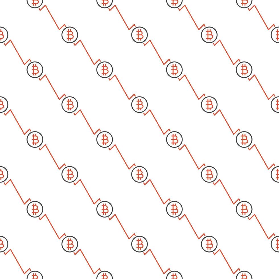 Rising Bitcoin Blockchain Technology linear seamless pattern vector
