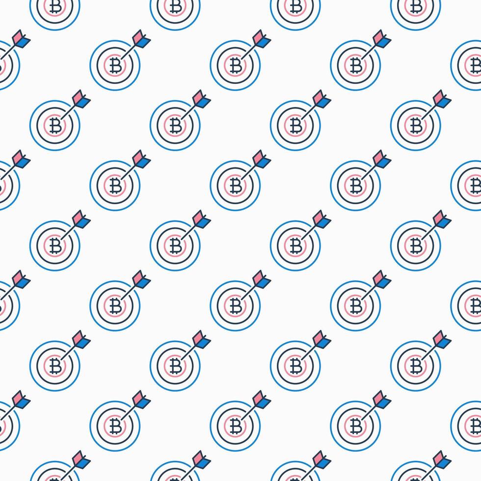 Bitcoin Target Cryptocurrency colored seamless pattern vector