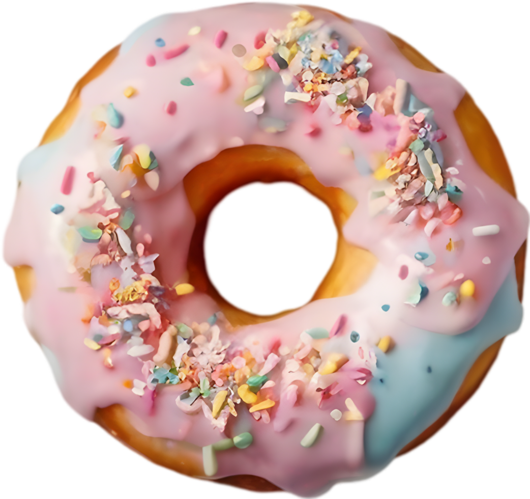 Indulge in the irresistible charm of a donut, featuring a lustrous topping that promises a delightful, decadent experience. AI-Generated. png