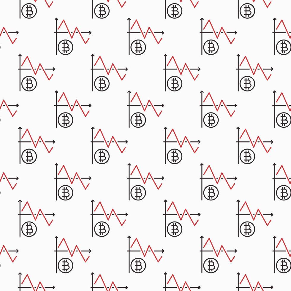 Bitcoin Trading Graph Cryptocurrency seamless pattern in outline style vector