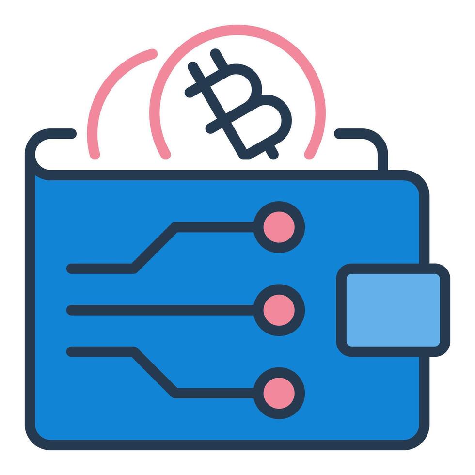 Bitcoin Wallet Decentralized Cryptocurrency colored icon or design element vector