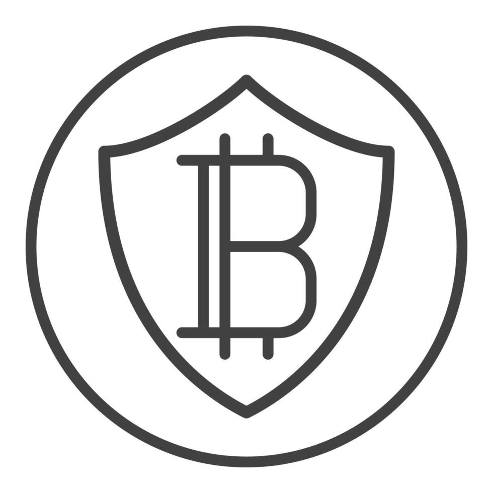 Shield with Bitcoin Cryptocurrency Protection linear icon or symbol vector