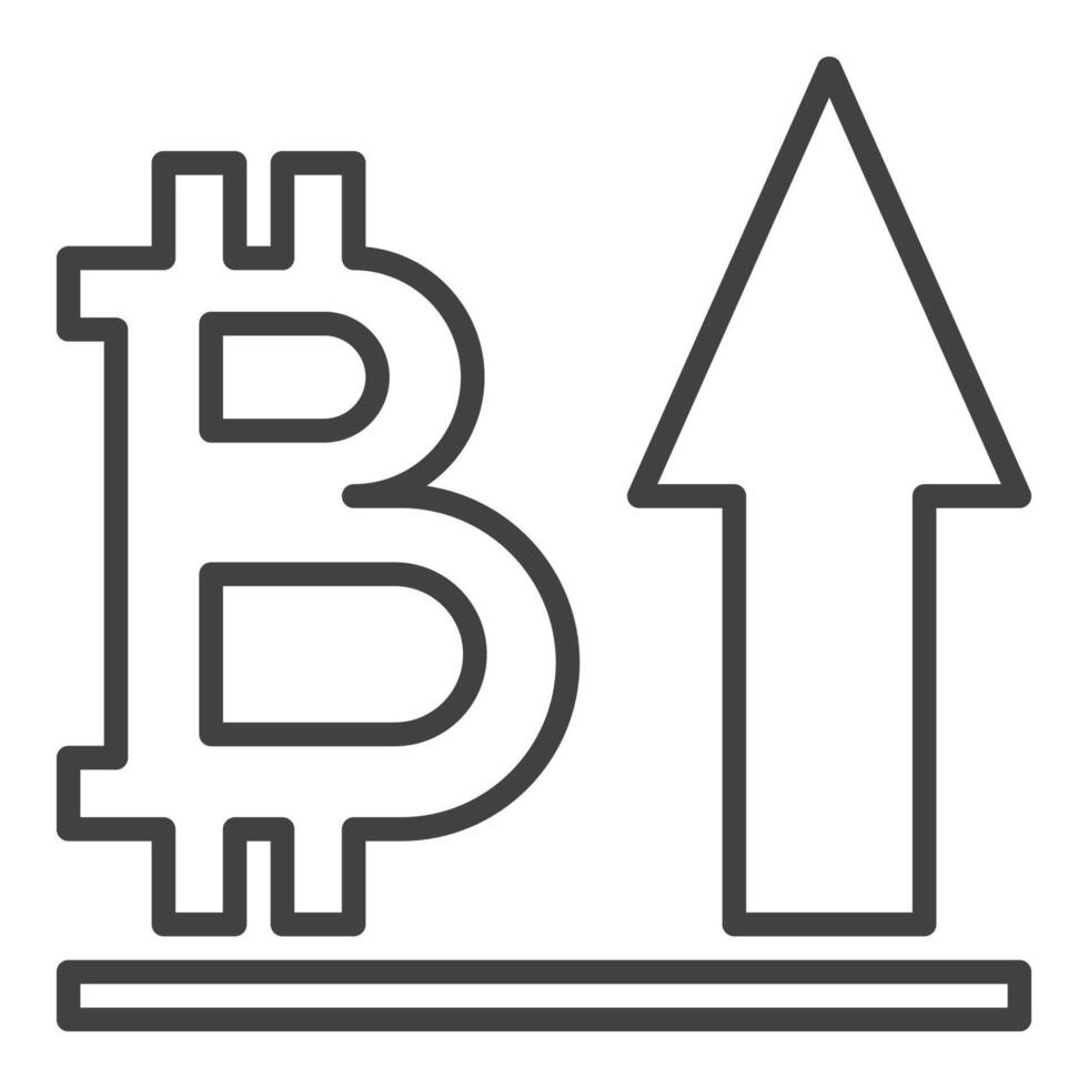 Bitcoin with Arrow Cryptocurrency outline icon or symbol vector