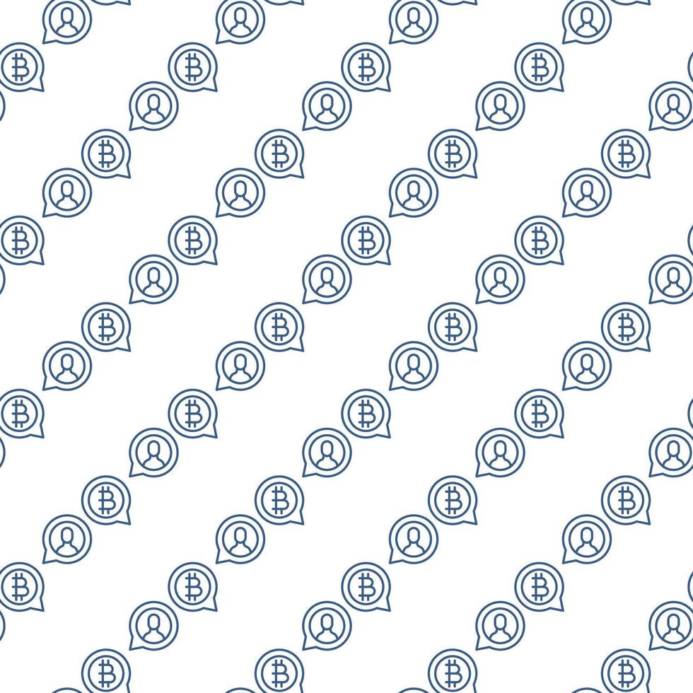 Bitcoin P2P Crypto Currency in Speech Bubble seamless pattern in thin line style vector