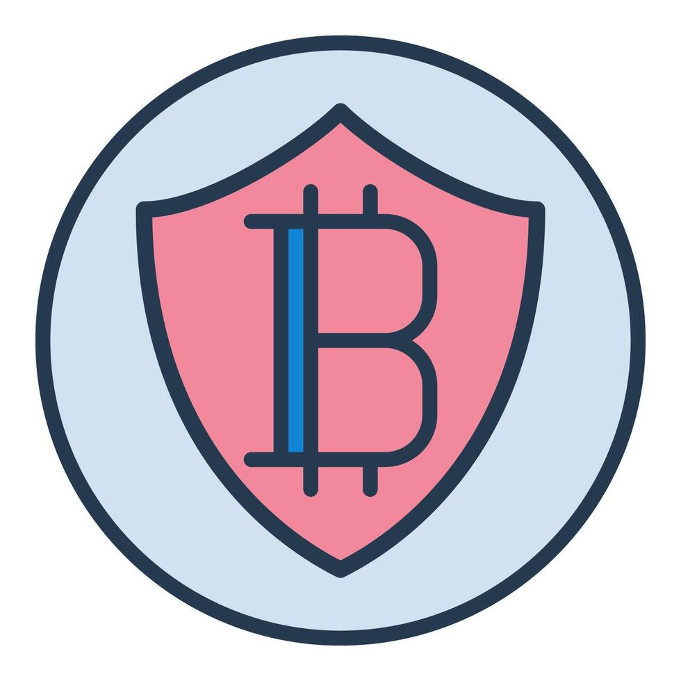 Bitcoin in Shield Cryptocurrency Protection colored icon or logo element vector