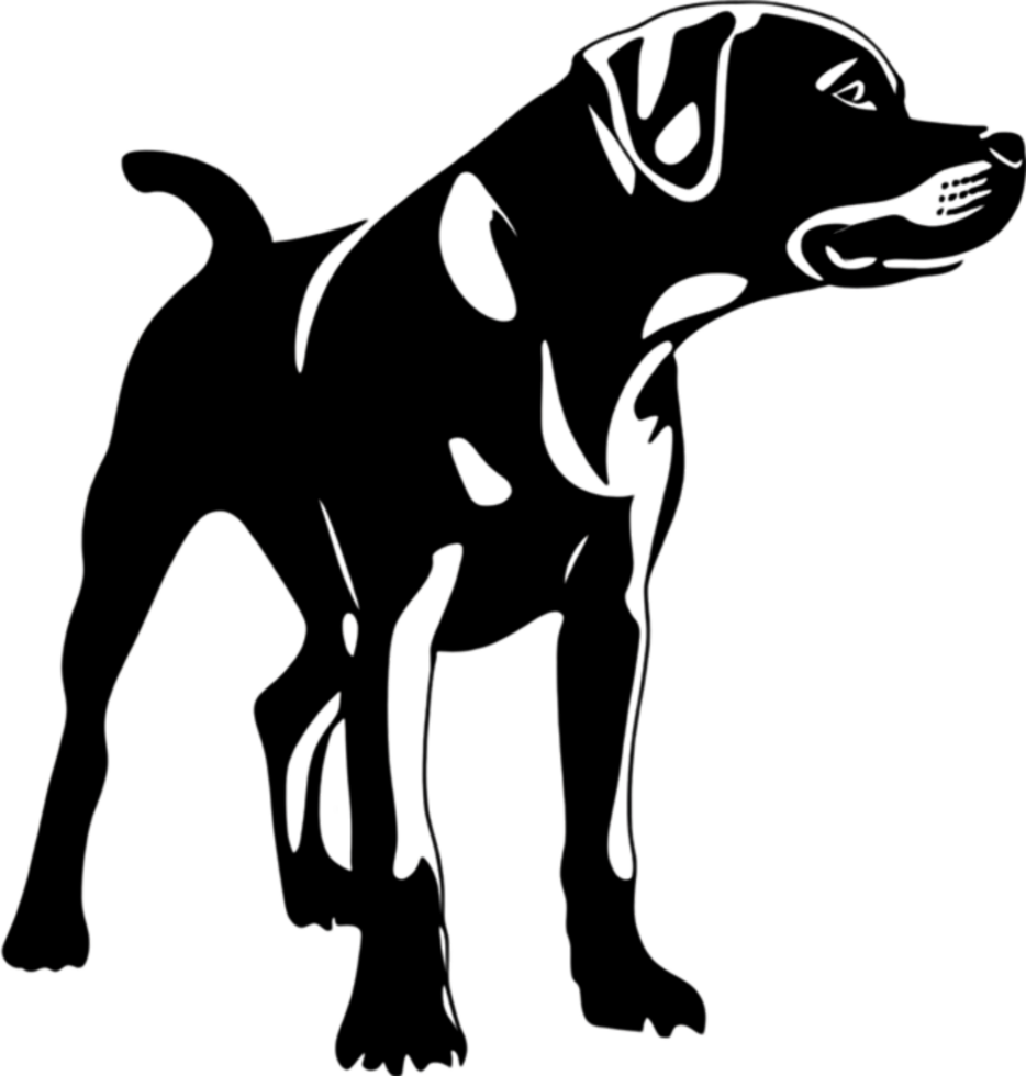 A stencil clipart featuring the silhouette of a cute dog. Dog clipart in minimalist style. AI-Generated. png