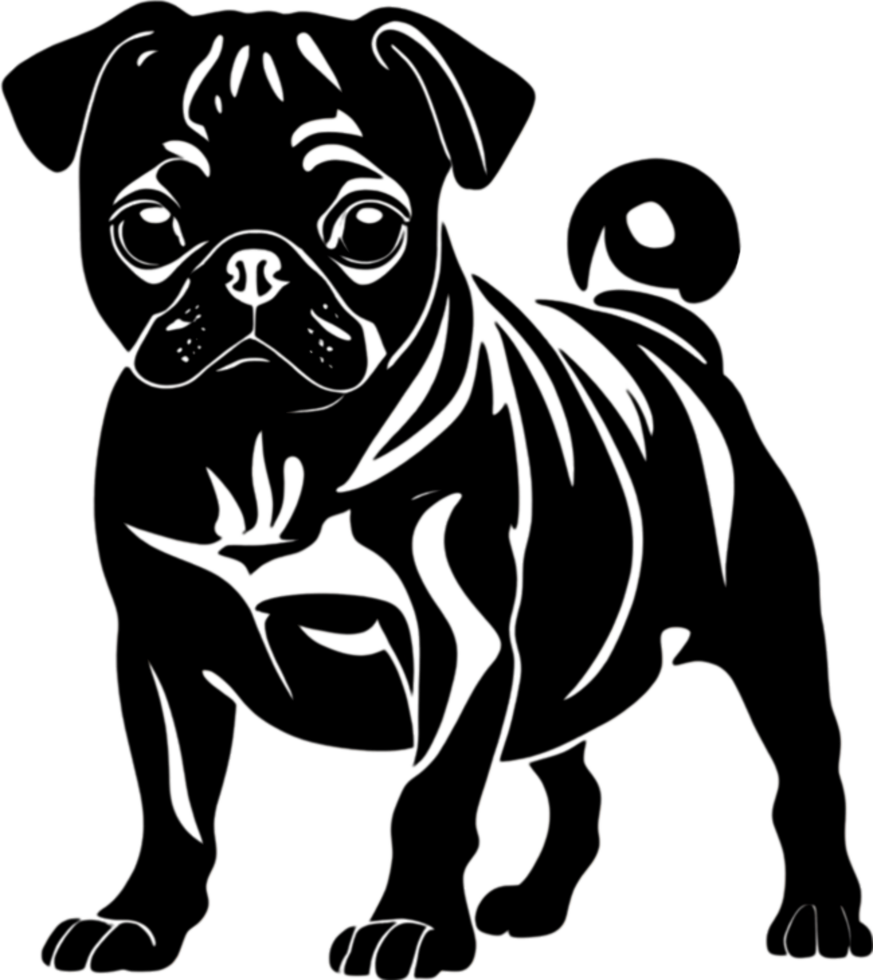 A stencil clipart featuring the silhouette of a cute dog. Dog clipart in minimalist style. AI-Generated. png