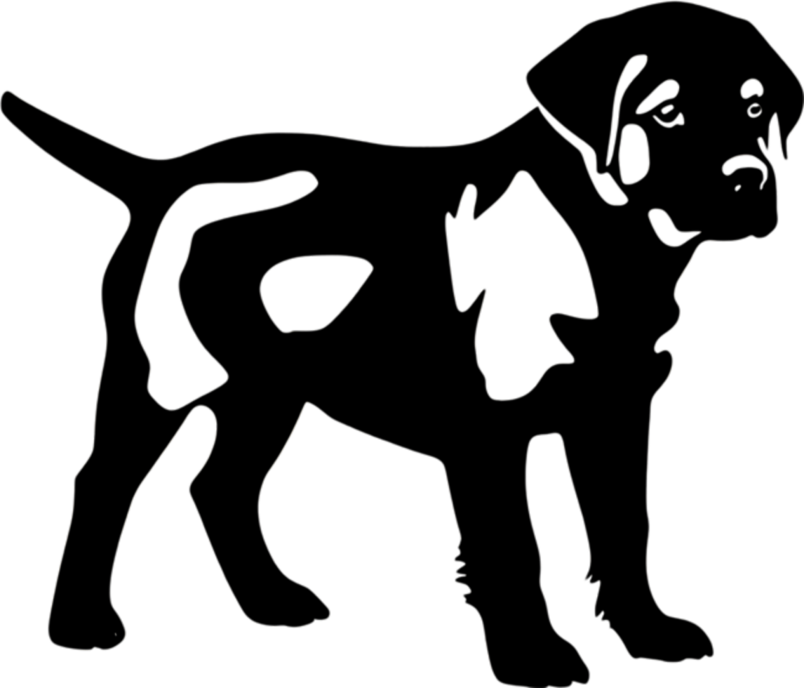 A stencil clipart featuring the silhouette of a cute dog. Dog clipart in minimalist style. AI-Generated. png