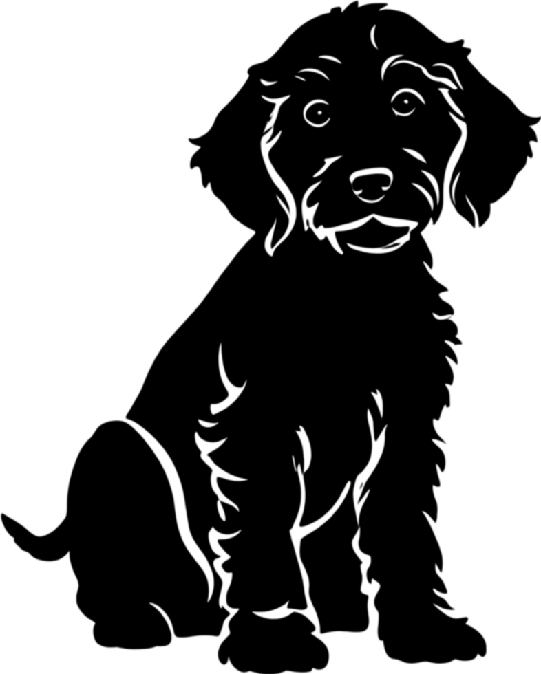 A stencil clipart featuring the silhouette of a cute dog. Dog clipart in minimalist style. AI-Generated. png
