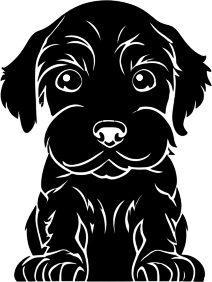 A stencil clipart featuring the silhouette of a cute dog. Dog clipart in minimalist style. AI-Generated. png