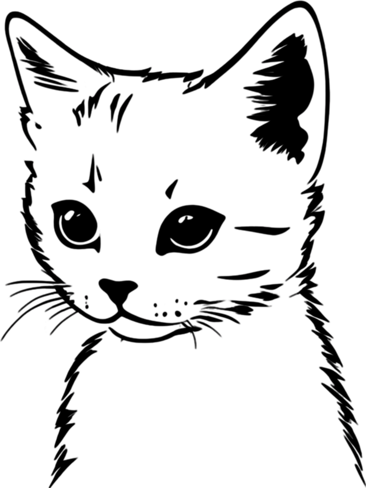 A stencil clipart featuring the silhouette of a cat with distinct fur. AI-Generated. png