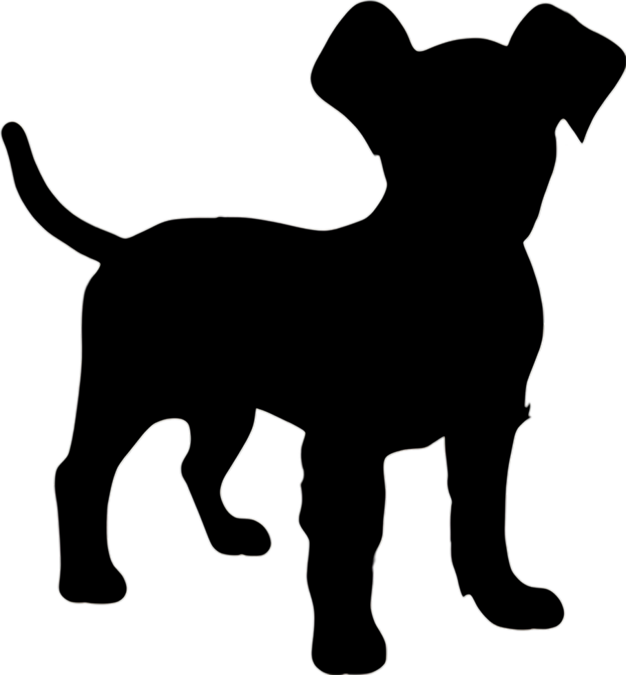 A stencil clipart featuring the silhouette of a cute dog. Dog clipart in minimalist style. AI-Generated. png