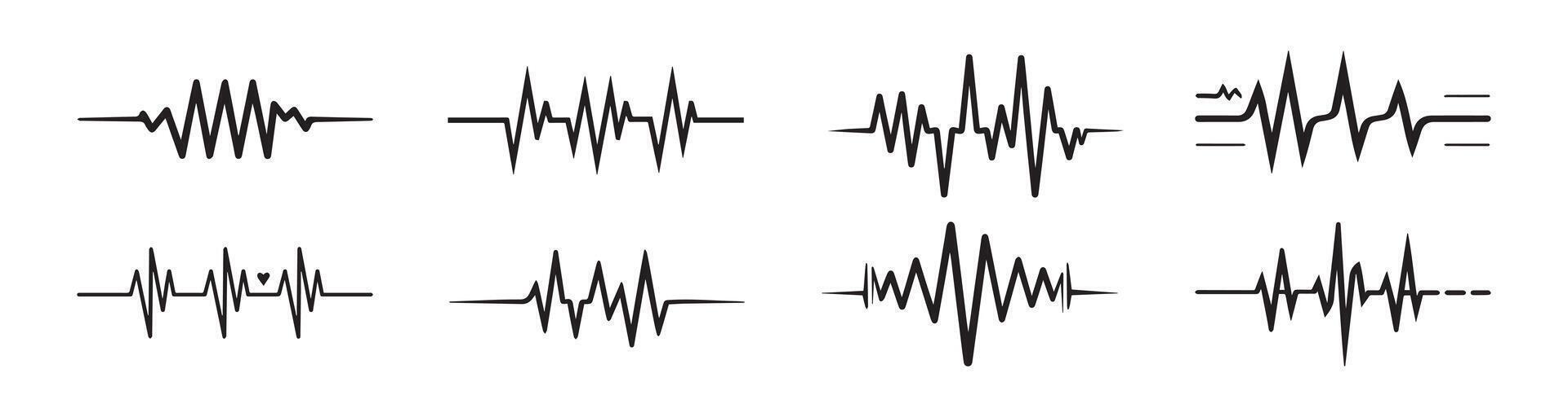 Abstract Sound Waves Icons Pack Design Template vector