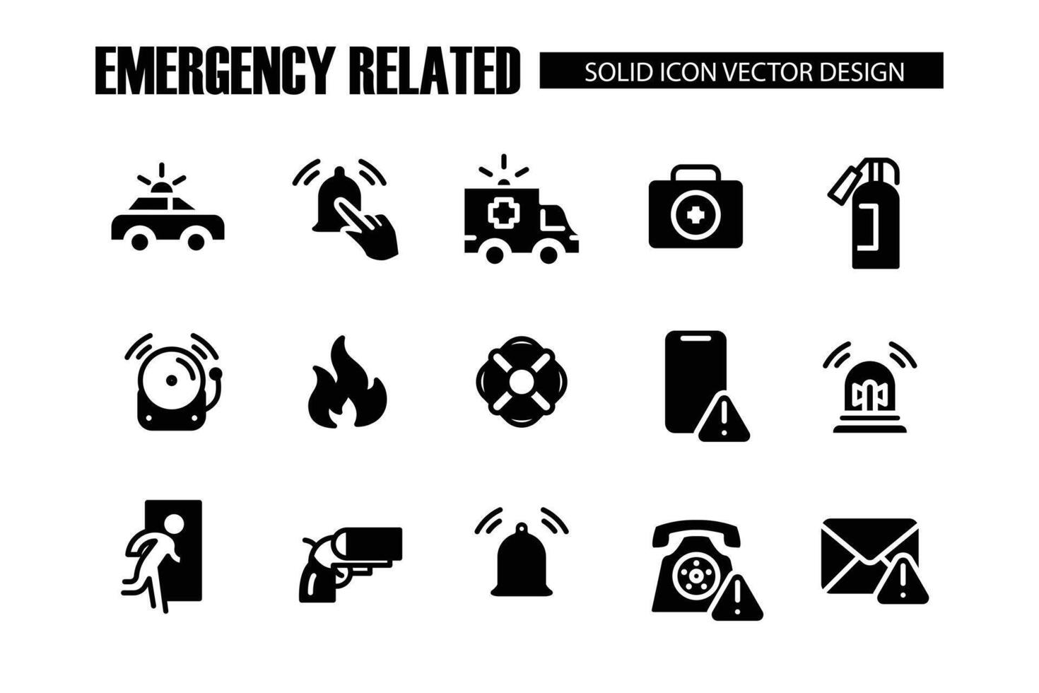 emergency situation Related solid fill Icons set good for web or mobile app vector