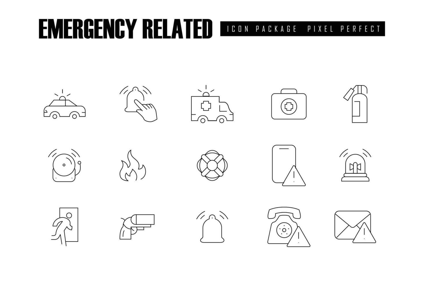 emergency situation Related thin outline Icons set good for web or mobile app vector