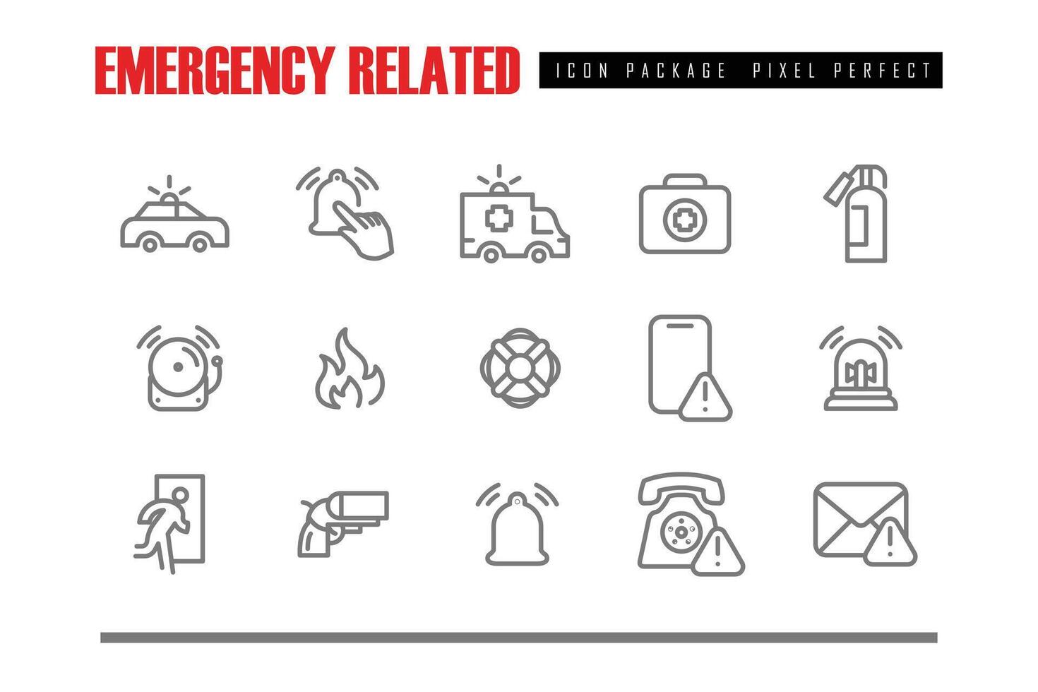 emergency situation Related Line Icons pixel perfect set for web or mobile app vector