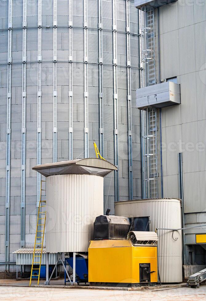 Metallic industry warehouse architecture. Large metal factory buildings. photo