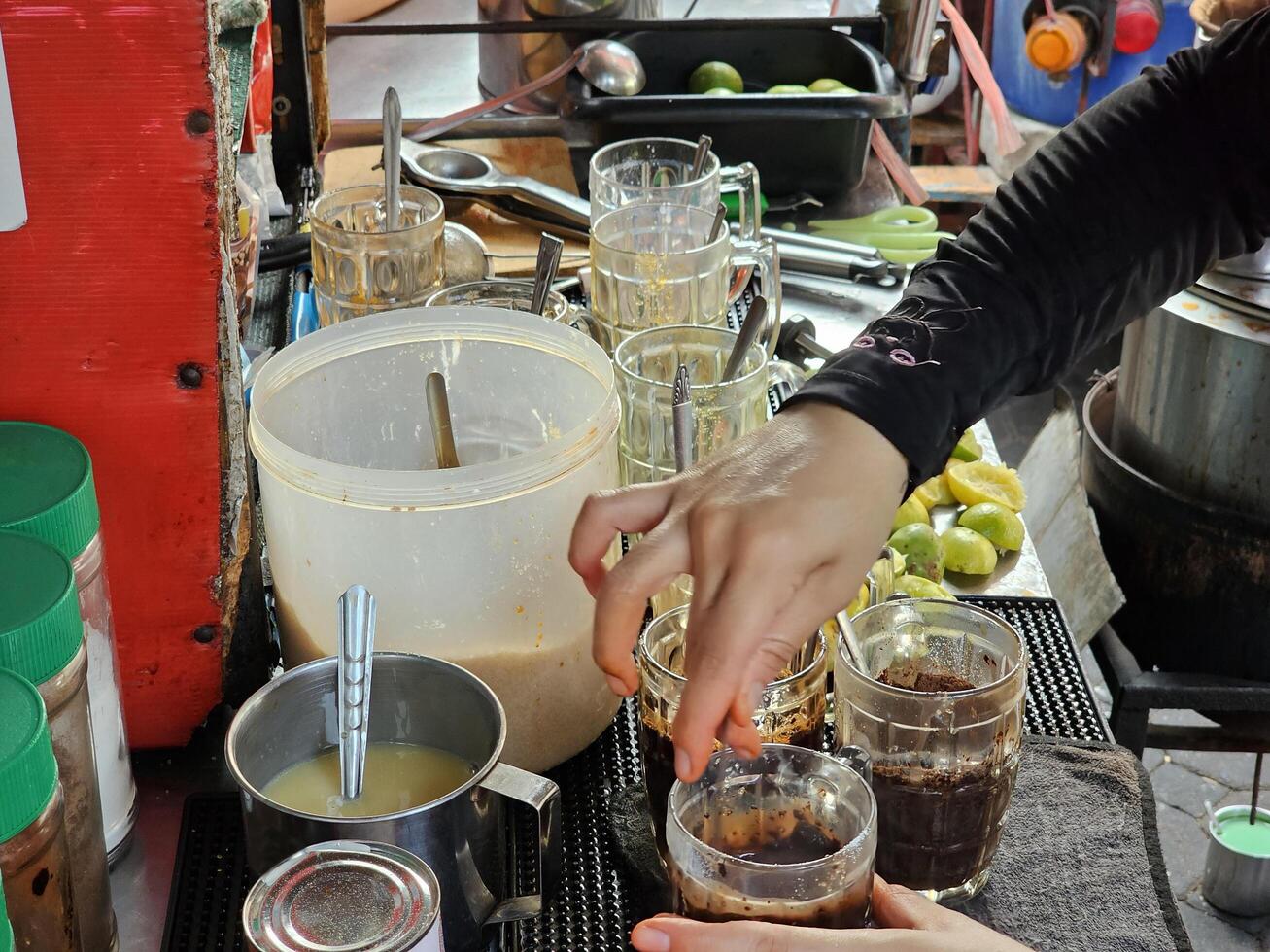 Traditional coffee shop business sell on the roadside in Thailand photo