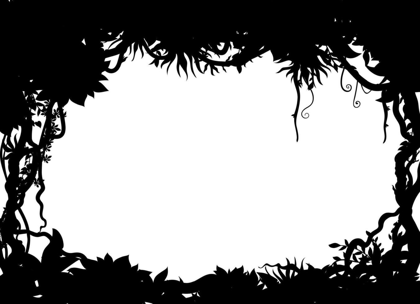Tropical jungle liana silhouette frame of ivy vine vector