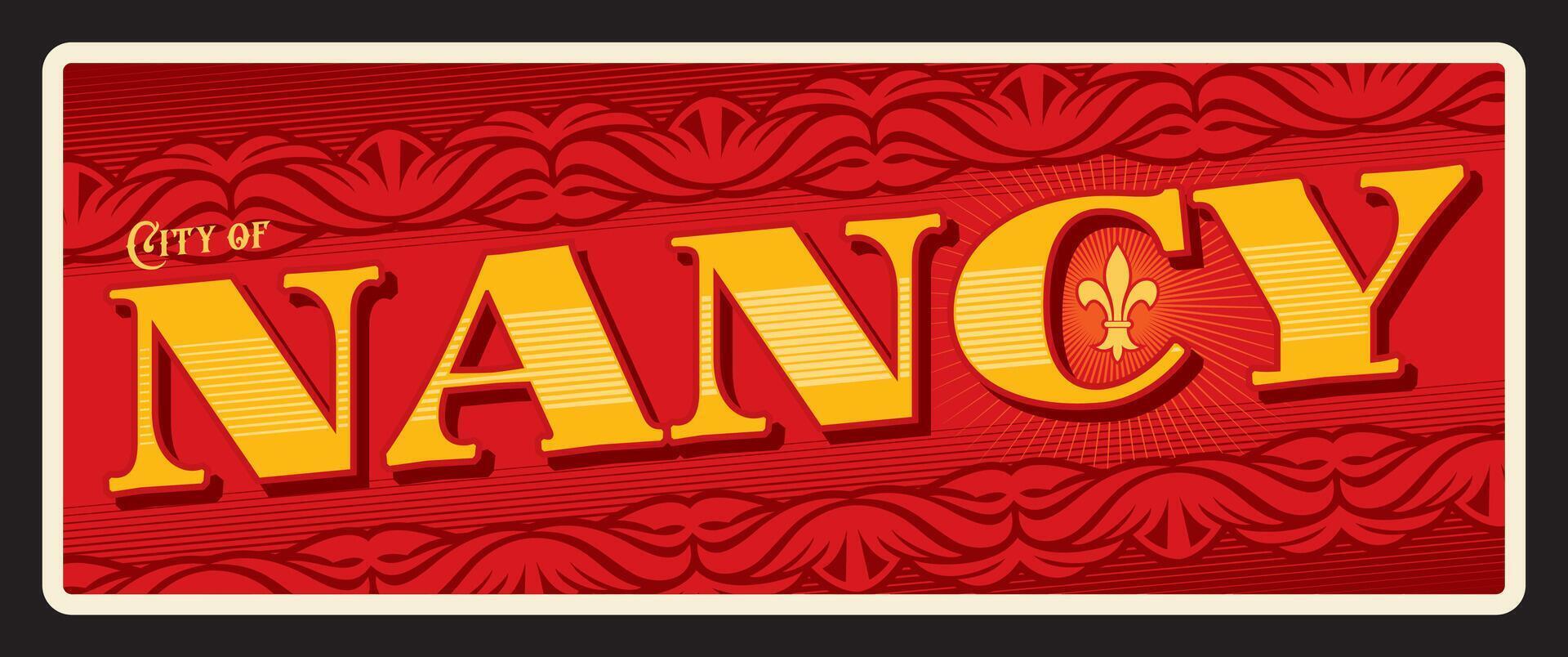 City of Nancy, vintage travel plate vector