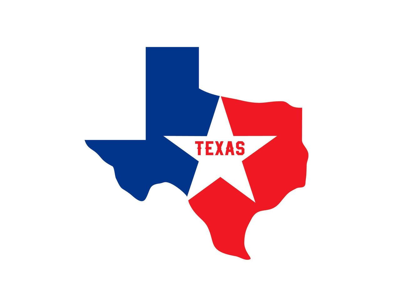 Texas state symbol, map icon with star silhouette vector