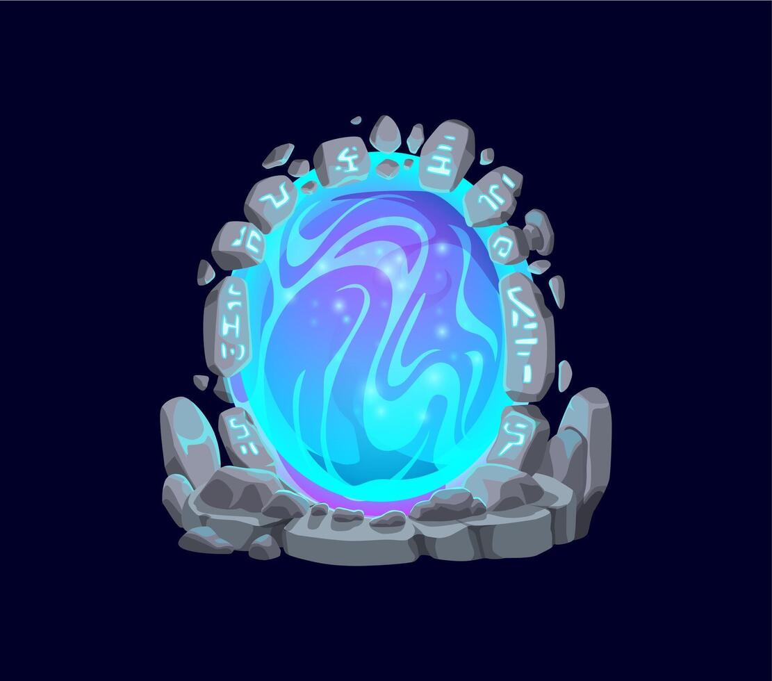Fantasy fairytale game magic portal, cartoon door vector