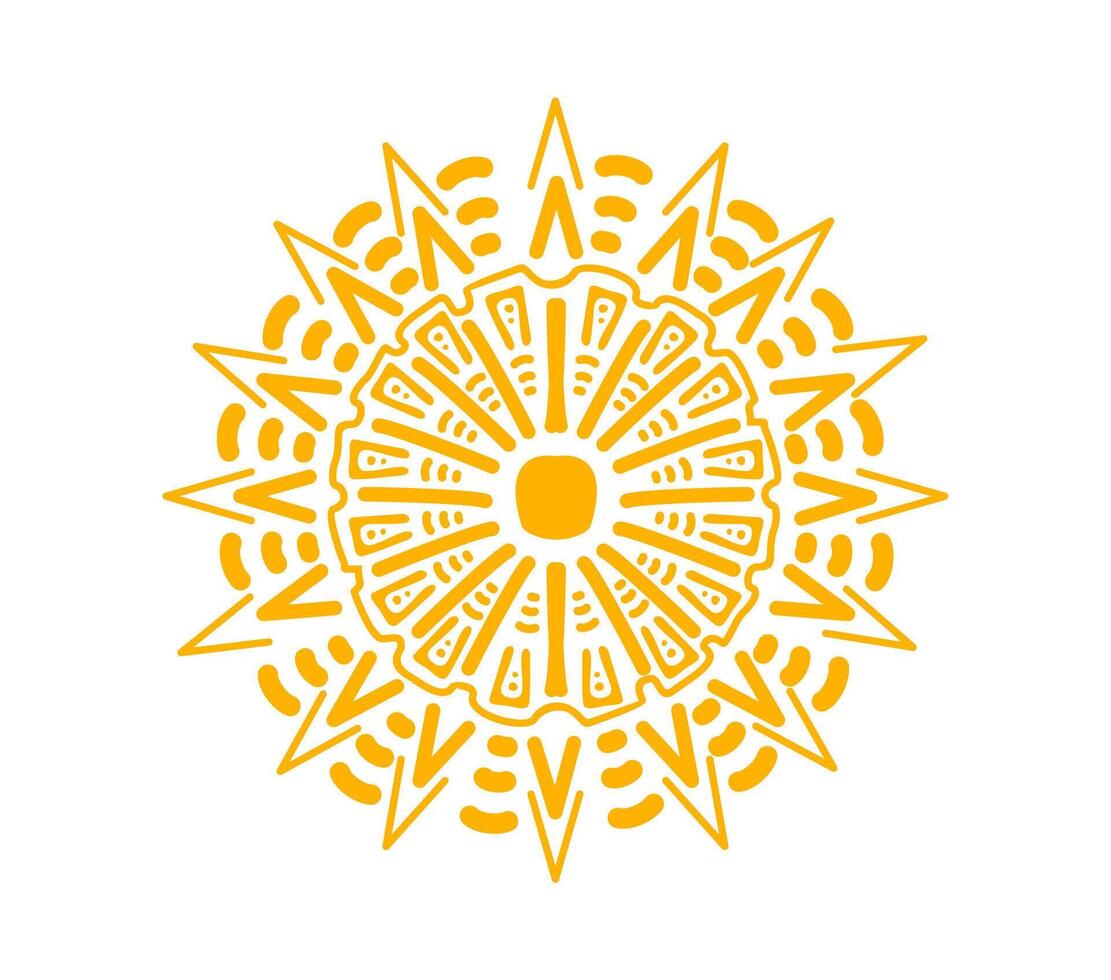 Sun Mayan Aztec totem, isolated ornate circle vector