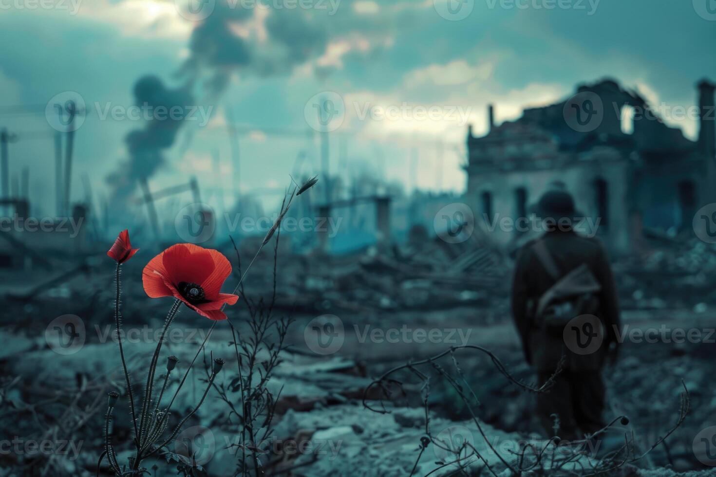 War, a moment frozen in the frame, the soul is touched by fear and grief, a that embodies the horror and sadness of the great war, a glimpse of history, wrapped in emotion, captures the heart and mind photo
