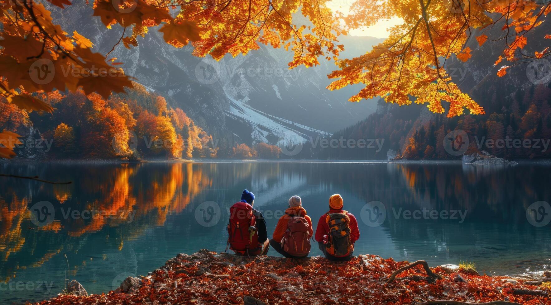Cheerful students enjoying nature vacation, camping, hiking, and soaking in great scenery, fostering camaraderie and joy amidst the beauty of the outdoors, creating memorable experiences and bonding photo