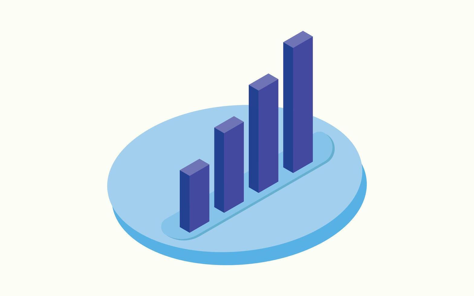 Isometric Bar chart illustration. isometric colorful graph with an increasing business growth theme vector