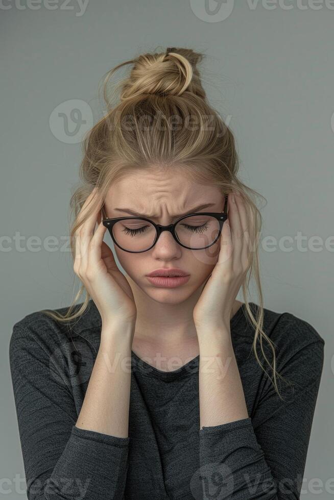 Headache, agony discomfort and migraine with effective treatment, stress relief, lifestyle adjustments for improved health and well-being, solution for symptom relief and comfor pulsating character photo