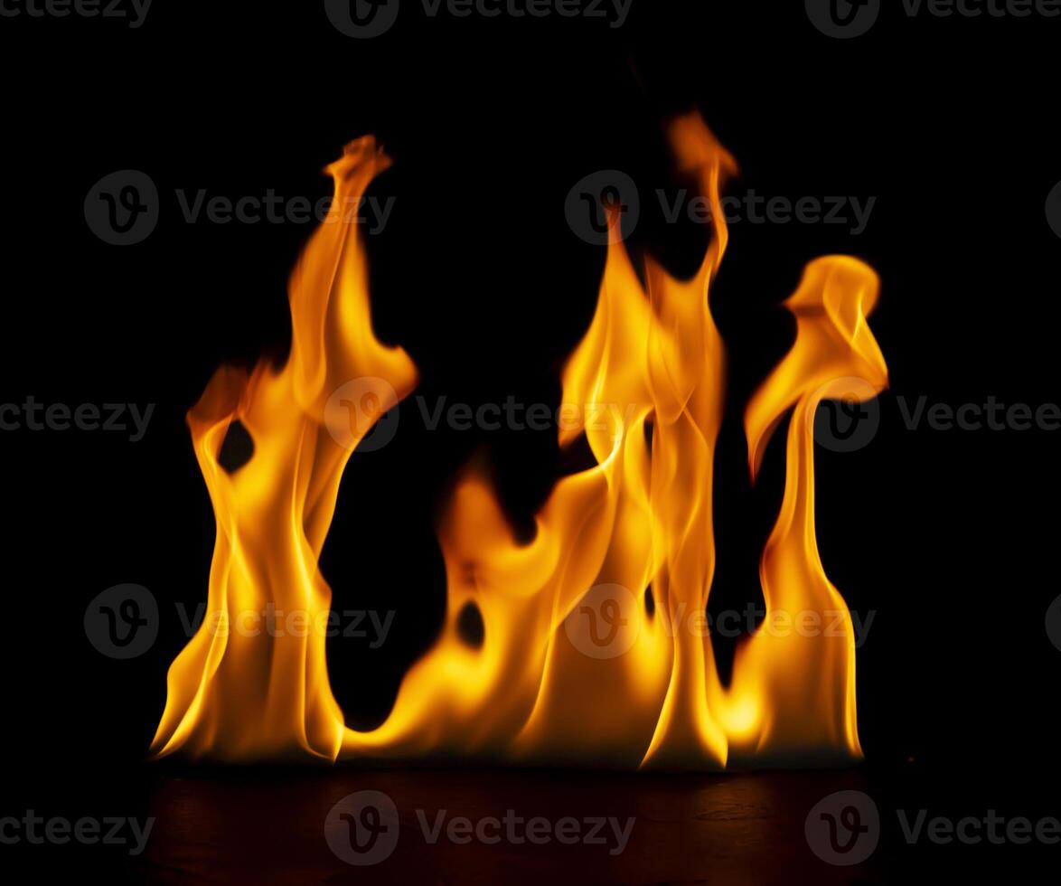 fire burning flame Isolated on a black background photo