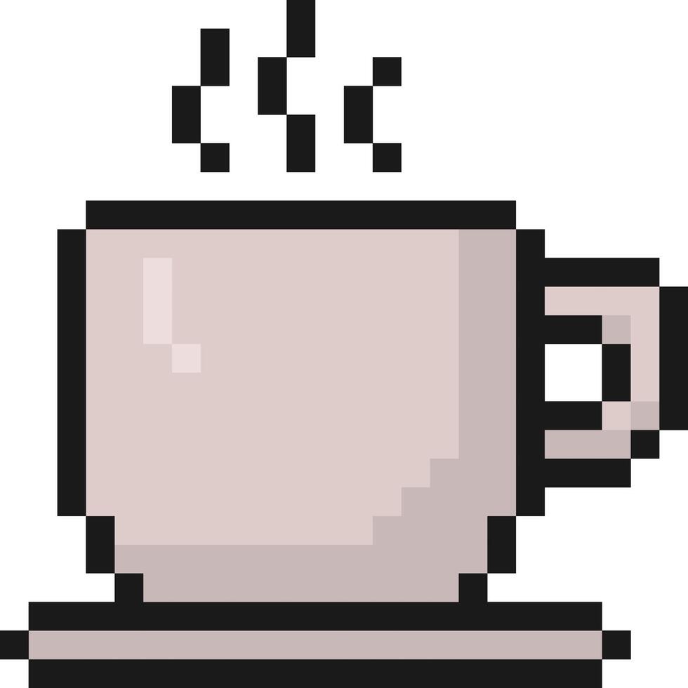 coffee or tea mug pixel art icon, beverage, pixelated, mosaic, 80s, 90s old arcade games style, items for game, app, social media and more vector