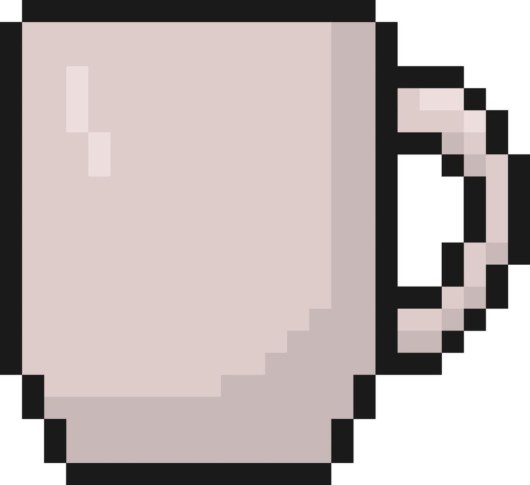 coffee or tea cup pixel art icon, beverage, pixelated, mosaic, 80s, 90s old arcade games style, items for game, app, social media and more vector