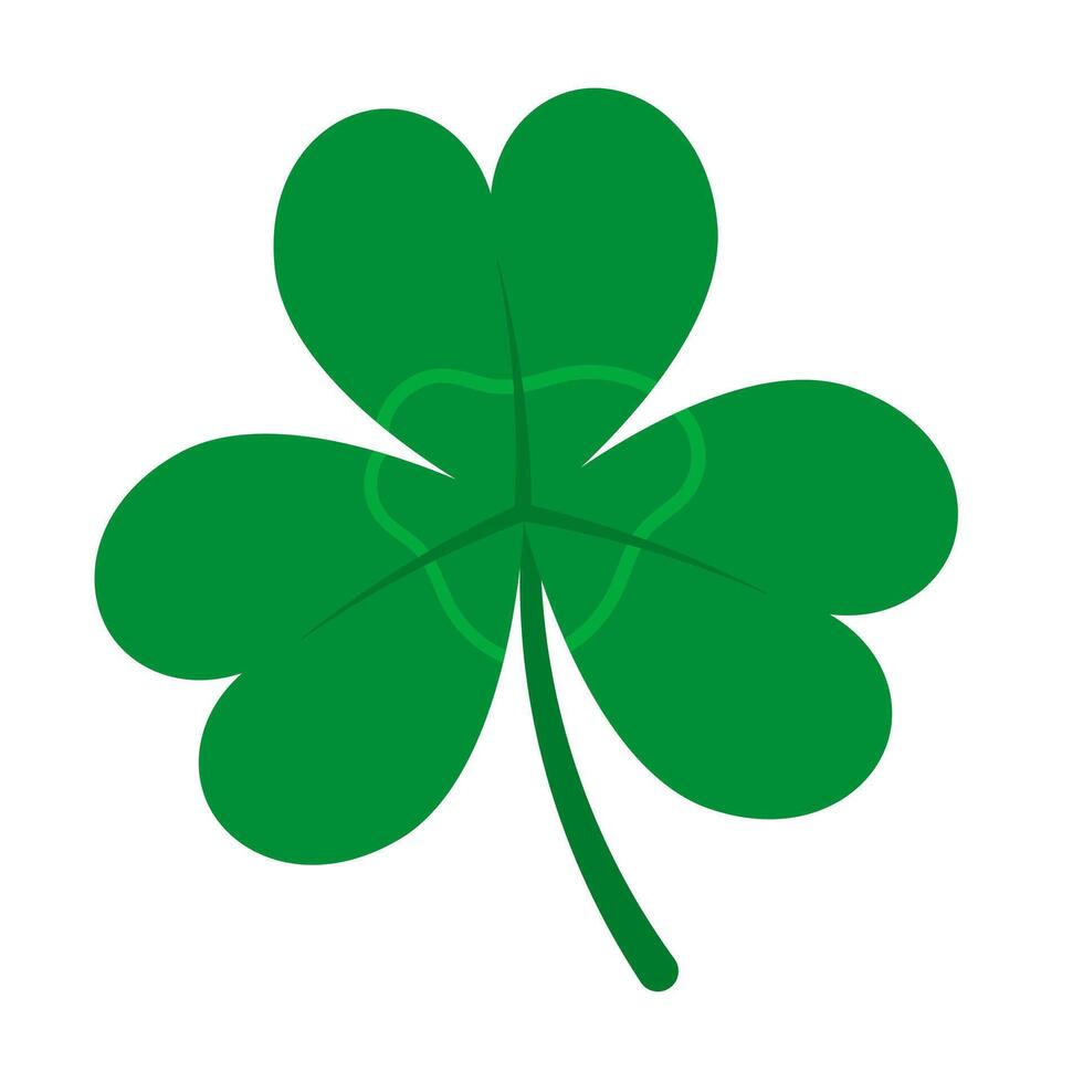 Green Three Leaf Clover. Shamrock icon isolated, on white background vector