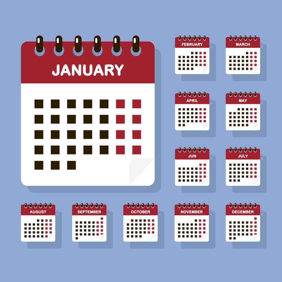 Calendar icon , Calendar for the whole year with the names of the months vector