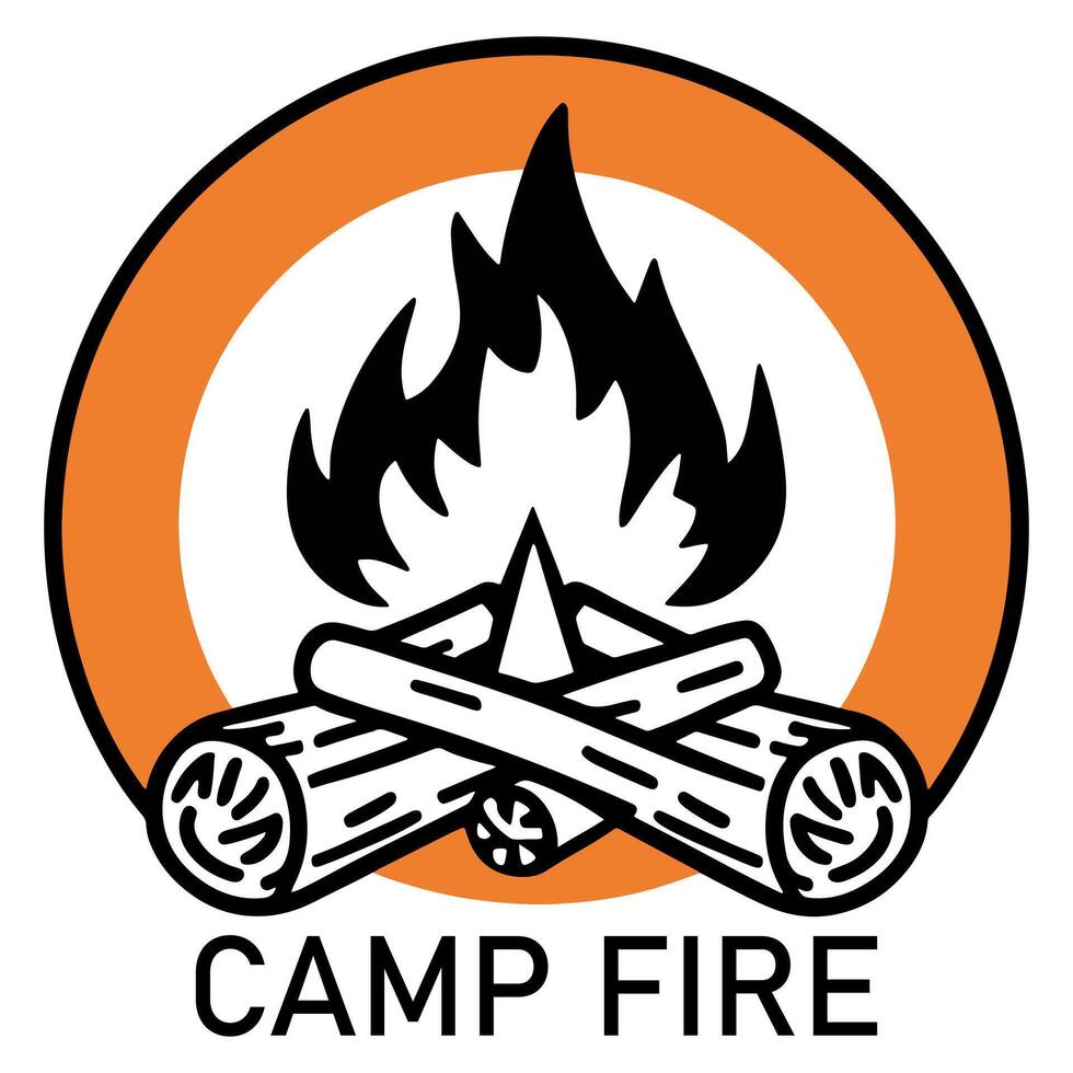 simple adventure campfire logo vector