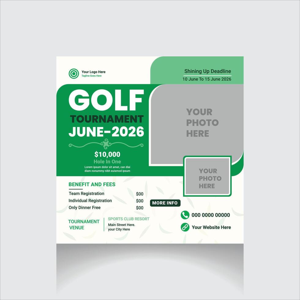 golf tournament social media post layout vector