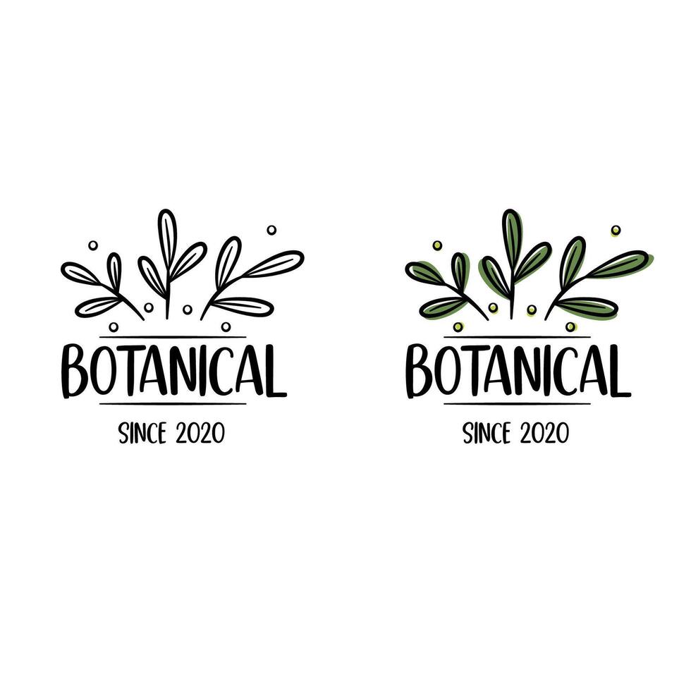 Abstract logo design with hand drawn. Organic Food , Natural products. Minimal boho style. vector