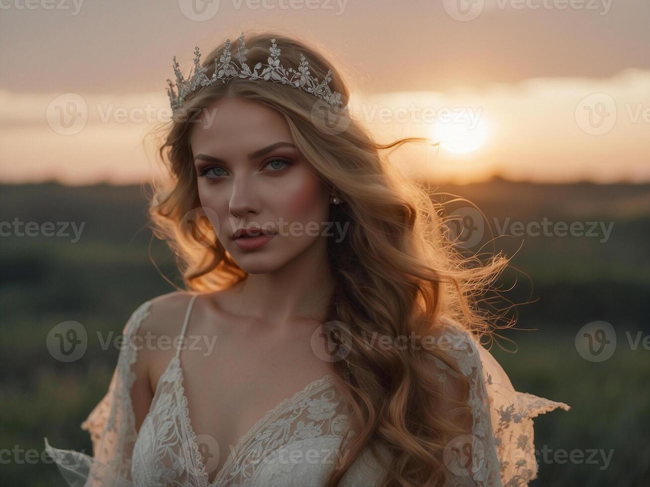 beautiful model sunset photo