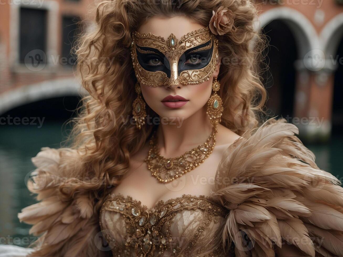 Beauty woman in mask photo