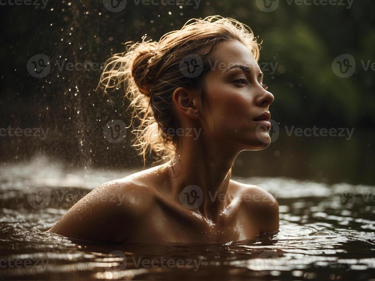Beautiful woman swimming photo