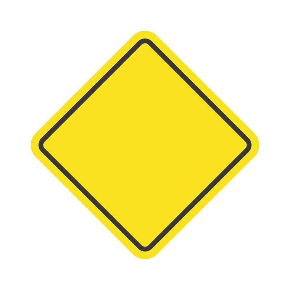 Yellow road warning sign on white background vector