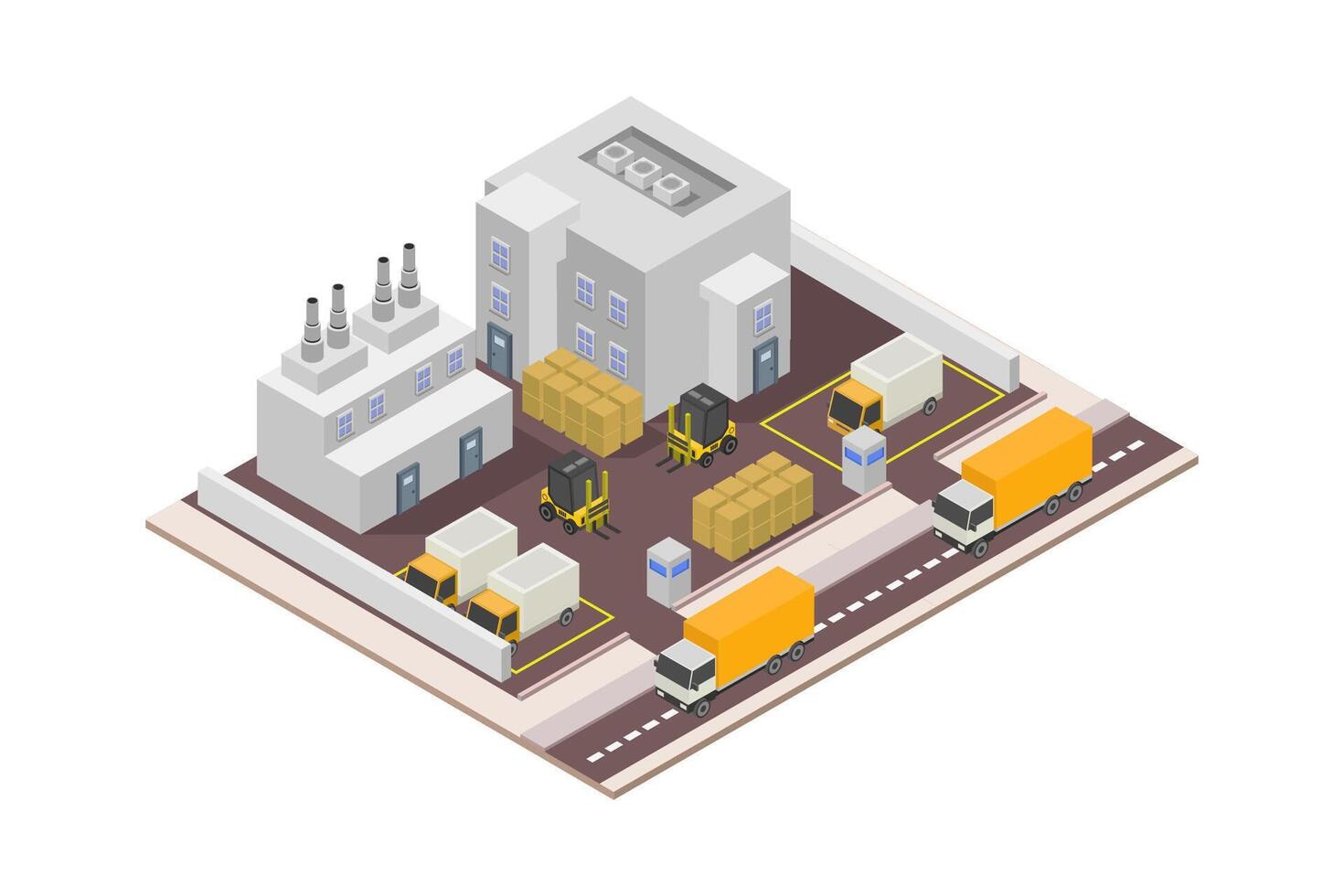 Isometric factory on white background vector