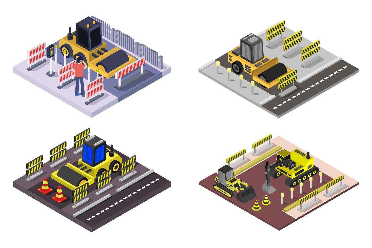 Isometric asphalt road on white background vector