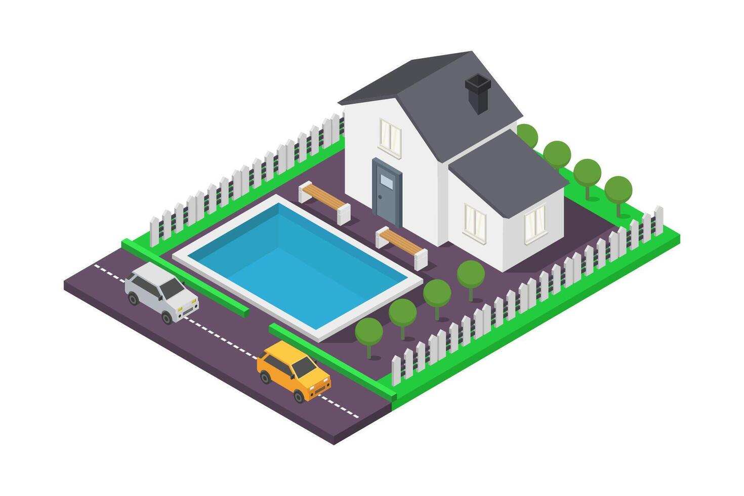 Modern house isometrics vector