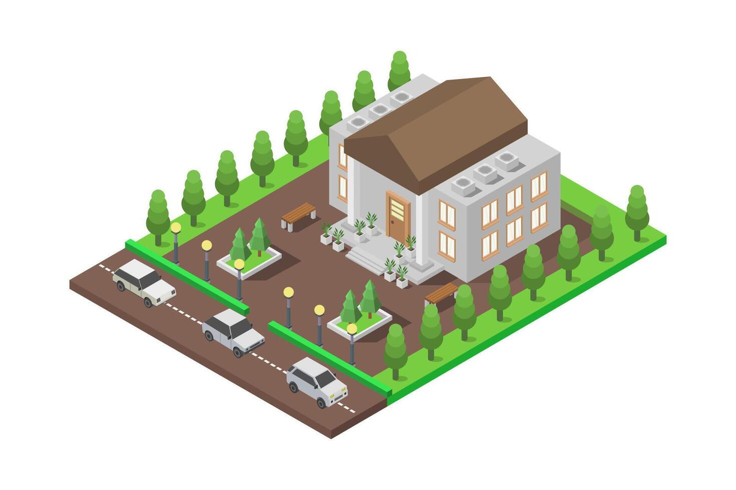 Isometric museum on white background vector